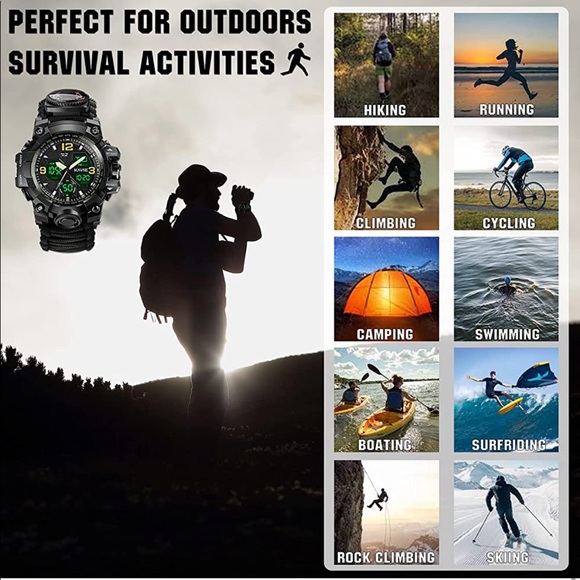 BLACK 23-in-1 Survival Military Digital Watch,Mens Tactical Multi-Function *NEW* - Picture 8 of 12